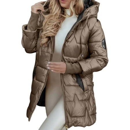 ZHOUCHANKIDS Women s Fashion Hooded Loose Fit Long Sleeve Patchwork Outerwear Jacket for Stylish Comfort and Everyday Wear Brown M