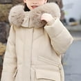 thumbnail image 4 of KAUOD Girls Long Winter Parka Coats Faux-F𝐮r Hood Thick Warm Puffer Jackets Teen Kids Quilted Oversized Pockets down Outwear, 4 of 5