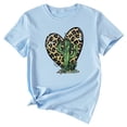 thumbnail image 2 of Anbech Heart Printed T-Shirt for Women Casual Leopard Graphic Heart Cactus Junior Girls Short Sleeve Tee Tops with Crew Neck, 2 of 3