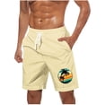 thumbnail image 2 of Sentmoon Swim Trunks Men Breathable Summer Straight High Waist Beach Shorts Drawstring Hawaiian Print Basketball Shorts Side Pockets 2025 Casual for Runs Workouts Beige L, 2 of 5