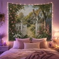 thumbnail image 2 of Cottage Garden Along a Curving Flower Path, Peaceful Watercolor for Nature Lovers, Countryside Decor, Housewarming Gift, Tapestry Wall Hanging for Bedroom and Living Room, 2 of 7
