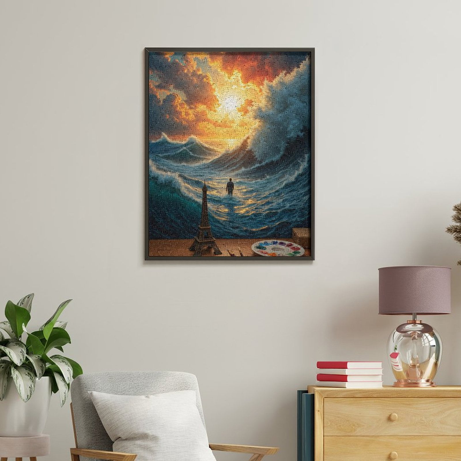 Paint By Numbers Kit for Adults Beginner - Ocean Sunset Waves Art Scene DIY Canvas Painting Kits for Adults, Frameless Paint By Number for Adults for Home Wall Decor 16x20 Inch