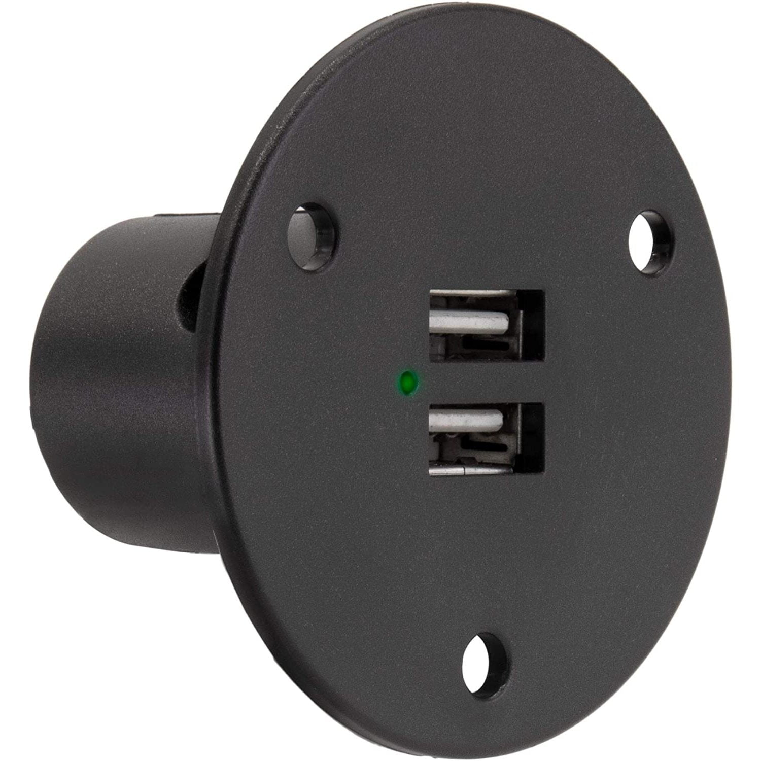 RV USB Charging Port Dual Charger Socket Black Recessed Mount RV