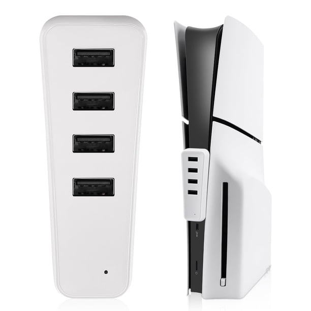 Concentrador para PS5 Slim, concentrador de expansión USB de alta velocidad con 4 puertos, concentrador USB con 4 puertos USB + 1 puerto tipo C, accesorios para la consola PS5 Slim