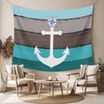 thumbnail image 2 of Coastal Anchor Large Tapestry for Bedroom Wall Hanging Tapestry, Turquoise Brown Country Wooden Grain Ceiling Backdrop Tapestries Poster Blanket Wall Decor for Teens Room Living Room Dorm 100" x 59", 2 of 8