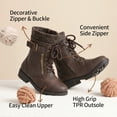 thumbnail image 2 of BURUDANI Kids Girls & Boys Fashion Winter Warm Snow Boots Mid Calf Outdoor Combat Boots for Child Brown Size 10, 2 of 4