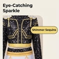 thumbnail image 2 of G'irl's Costume Set for Halloween, Black & Gold Idol Stage Cosplay Outfit for Performance Accessories, Skirt & Top, 2 of 4