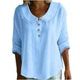 thumbnail image 5 of HongQid Women's Summer Boho Floral 3/4 Sleeve Tunic Top Flowy Casual Loose Cute Plus Size Button Up Blouse Shirts, 5 of 9