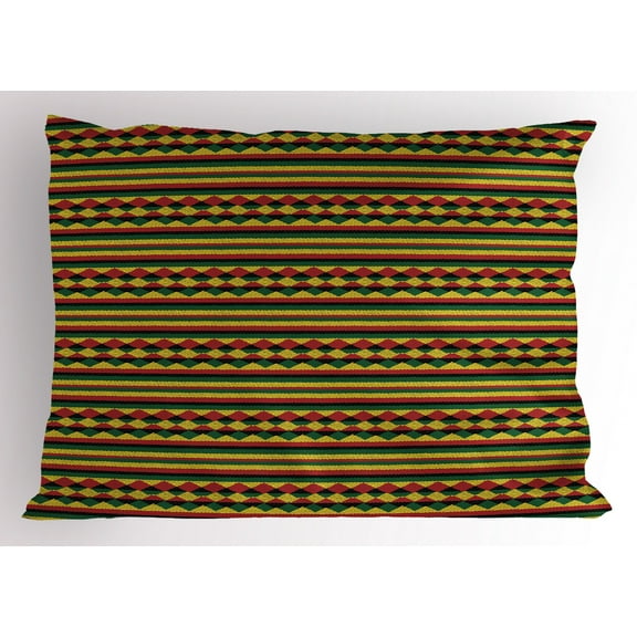 Ambesonne Kente Pattern Pillow Sham, Colorful African, 36" X 20", Multicolor