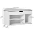 thumbnail image 3 of HOMCOM Shoe Bench Entryway Rack w/ Padded Cushion for Hallway, White, 3 of 10
