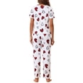 thumbnail image 3 of Conjunto de pijamas para mujer INSPIRE CHIC, camiseta de cuello redondo y manga corta con pantalones largos, ropa de descanso S blanca, 3 of 5