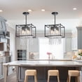 thumbnail image 3 of DWVO Square Crystal Chandeliers, Kitchen Island Lighting Pendant Light Fixtures,Crystal Ceiling Light for Bedroom Hallway Living Room,E26 Base,Black, 3 of 5