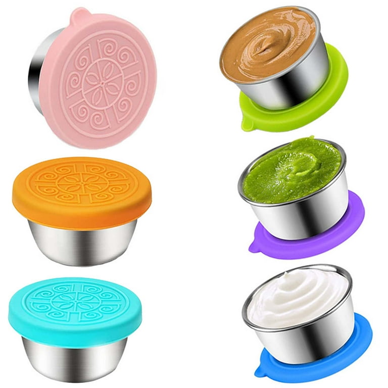 Harupink 6pcs Condiment Cups Containers with Lids Salad Dressing Container to Go Small Food Storage Containers with Lids 1.6 oz Reusable Sauce Cups