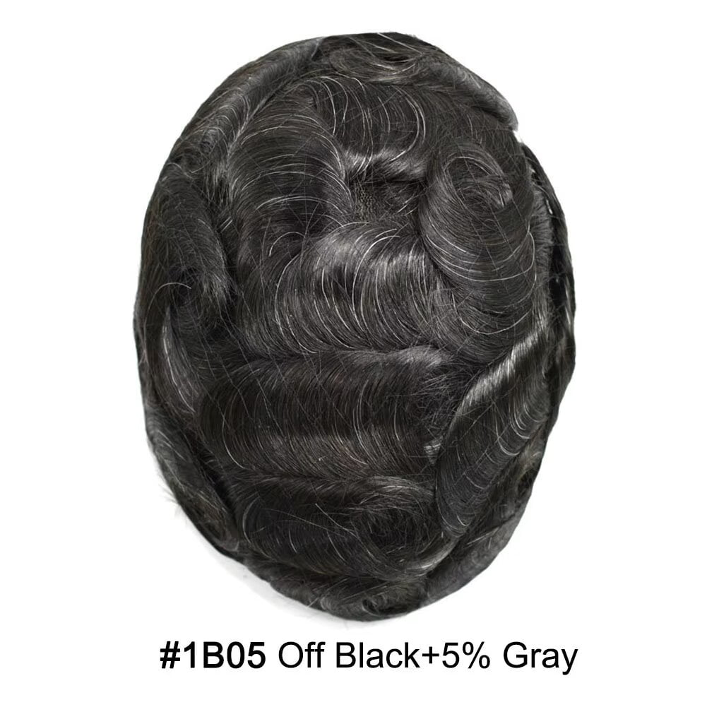 Mens Hairpiece LYRICAL HAIR Human Hair Replacement System Durable Thin Skin PU Injected Toupee Hair Wigs for Men