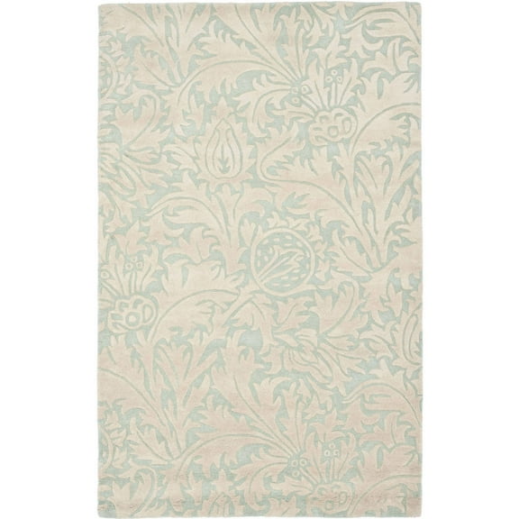 SAFAVIEH Soho Malta Floral Wool Area Rug, Light Blue/Beige, 3'6" x 5'6"