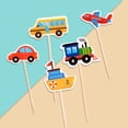 thumbnail image 4 of Adornos para cupcakes con motivos de transporte, adornos para tartas de cartulina de alta calidad para autobús escolar, taxi, ambulancia, avión, crucero, tren, suministros para fiestas de cumpleaños, 4 of 7