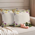 thumbnail image 2 of Spring Purple Floral Outdoor Waterproof Pillow Covers, Farmhouse Green Botanical Decorative Square Throw Pillowcase Sofa Cushion Sham for Patio/Couch/Chair, 18"x18" 2 Pack, 2 of 8