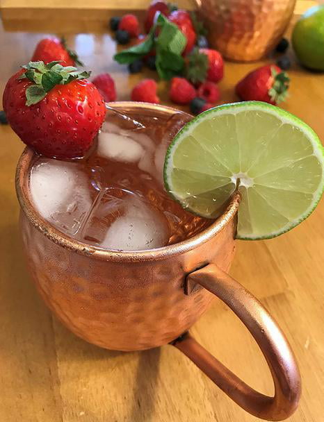 Cocktails The Kicking Mule Authentic Handcrafted Moscow Mules Copper Mugs Best for Beer Water and other Ice Cold Drinks 100% Pure Solid 18oz Hammered Cups 