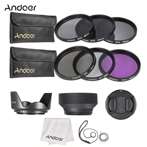 Andoer ND Plate,Kit Uv cpl fld (nd2 Nd4 Carry Pouch/lens /lens Rubber Lens Cloth /lensRubber Nd8) With Carry 49mm Lens Filter Pouch/lens /lensNd4 Nd8) With Filter Kit Ainn Qisuo