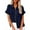 Navy, variant on ZyeKqe Womens Cotton Linen Shirts Full Zip up Short Sleeve Business Casual Top Loose Work Office Blouses