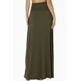 thumbnail image 2 of TheMogan Women's Casual Lounge Solid Foldable High Waist Draped Jersey Relaxed Long Maxi Skirt Olive M, 2 of 7