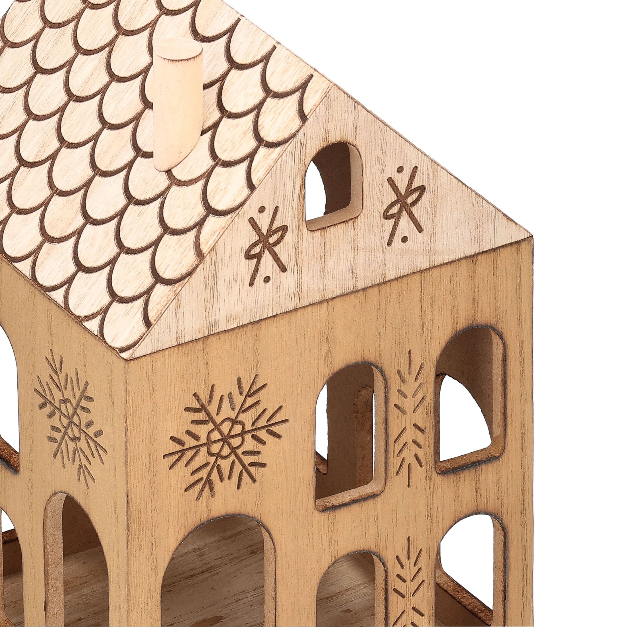 Large Wood House Christmas Decoration, Brown, 9", by Holiday Time