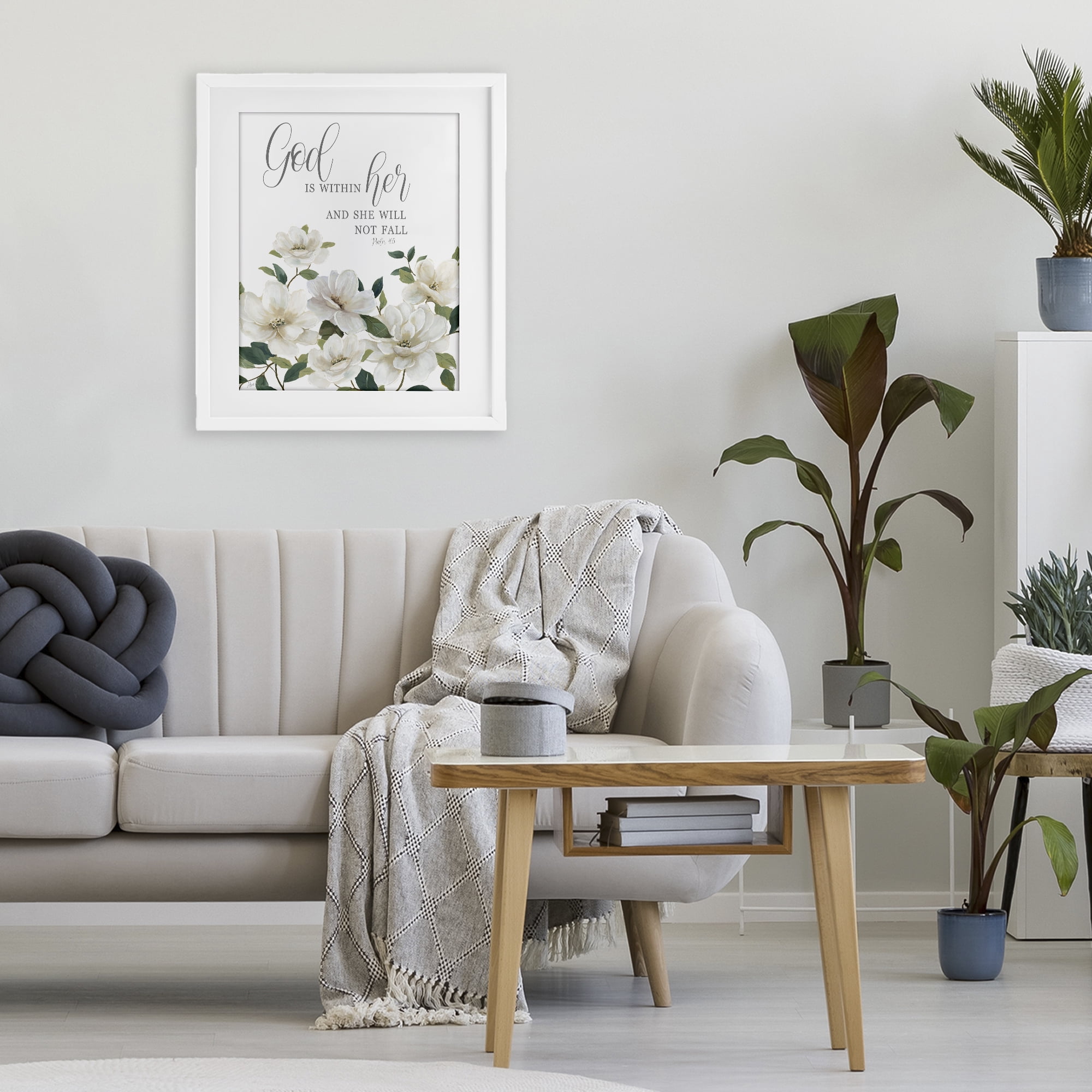 Stupell Industries God Is Within Her White Framed Print Under Glass, design by Nan