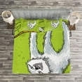 thumbnail image 3 of Ambesonne Sloth Quilted Bedspread Set 3 Pcs, Animal Branch, Queen Size, Pale Grey Green White, 3 of 3