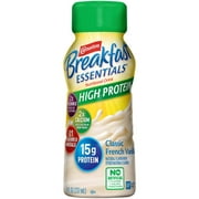 Angle View: Carnation Breakfast Essentials High Protein Ready-to-Drink, Classic French Vanilla, 8 Ounce Bottle (Pack of 24) (Packaging May Vary)