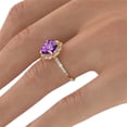 thumbnail image 3 of 14K Yellow Gold 2.25 ctw Amethyst Ring with Diamonds Flower Leaves Halo, 3 of 7
