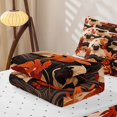 thumbnail image 5 of Manfei Autumn Pug Zipper Full Size Comforter Sets with Fitted Sheet and 2 Pillowcases, Fall Maple Leaf Zipper Bedding Set, Orange Beige, Reversible, 4-Piece, 5 of 7