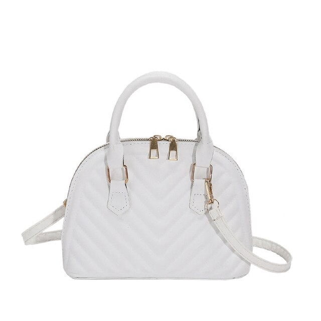 LHSHID Fashion Shell Shoulder Bag Striped Pu Leather Handbags Crossbody Bags For Women Small Tote Top Handle Bag