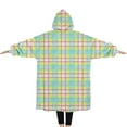thumbnail image 2 of Oversized Wearable Blanket Hoodie,Colorful Grid Checkered Pattern Sherpa Blanket Hoodie with Super Pockets,Super Warm Fuzzy Pullover for Women & Men, 2 of 6