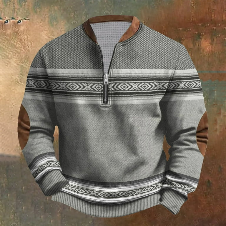 DGXTA Men Crewneck Sweatshirt Quarter Zip Pullover Men's Vintage