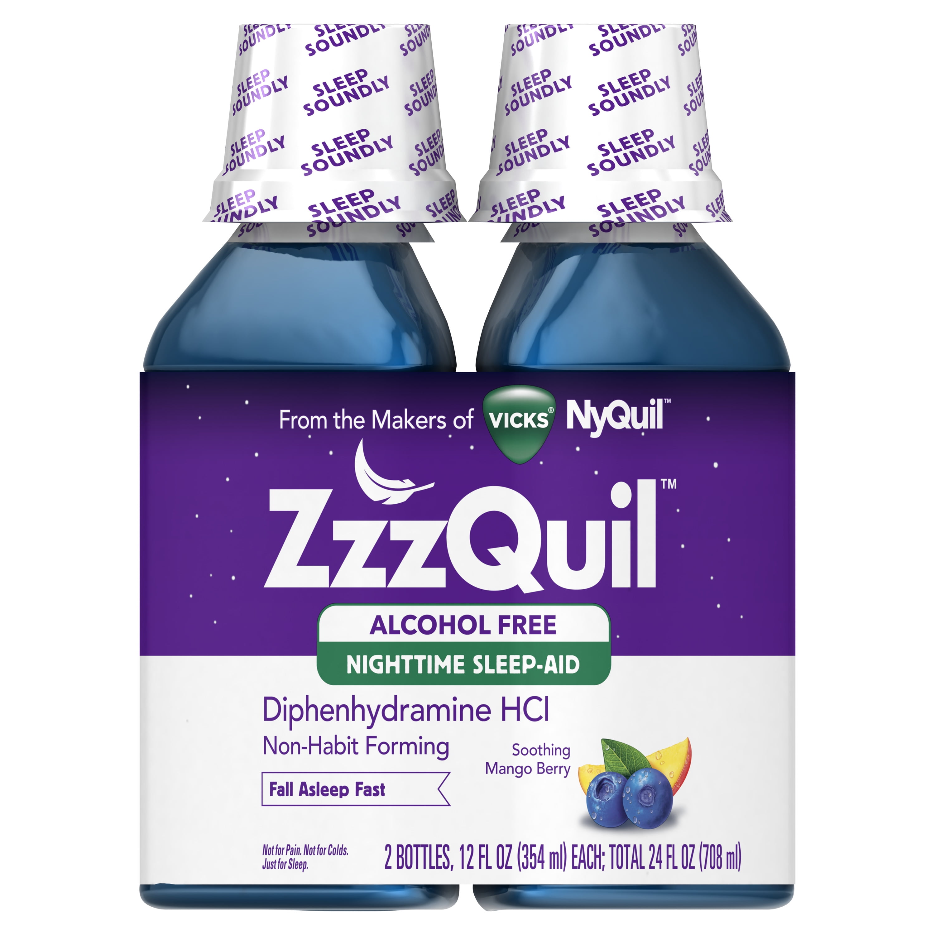 ZzzQuil Nighttime Sleep Aid Alcohol Free Liquid by Vicks, Soothing
