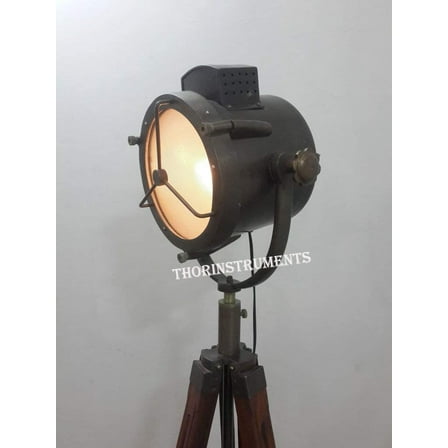 ROYAL BRONZE ANTIQUE FINISH FLOOR LAMP NAUTICAL SPOT LIGHT TRIPOD STAND SEARCHLIGHT