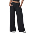 thumbnail image 2 of Cxenplz Womens Pants Casual High Waist Comfy Lounge Pajamas Drawstring Loose Wide Leg Yoga Dance Workout Pants with Pockets, 2 of 3