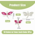 thumbnail image 2 of 1box 40pcs 10 colors Alloy with Acrylic Rhinestone Pendants Silver Dragonfly Mixed color 19x31.5x5.5mm Hole: 2mm 4pcs/color, 2 of 7
