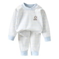 thumbnail image 3 of WNVMWI Fall Baby Clothes for Girls 2 Piece Outfit Toddlers Thermal Underwear Set Long Sleeve Top And Pants Sets 150 Blue, 3 of 4