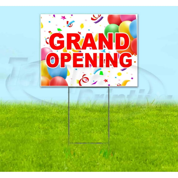 Grand Opening (18" x 24") Yard Sign, Includes Metal Step Stake