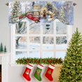 thumbnail image 3 of Christmas Winter Snowman Tie Up Valances Curtain, Red Truck House Xmas Tree Snowflakes Adjustable Rod Pocket Short Window Treatment Tie Up Curtains Valances for Kitchen Living Room Bathroom 60x18 In, 3 of 9