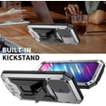 thumbnail image 5 of Case for iPhone 13 Pro Max,Military Grade 3 in 1 Metal Full-Body Rugged Stylish Kickstand Protective Case with Built-in Screen Protector Phone Case for iPhone 13 Pro Max,6.7 inch 2021 (Silver), 5 of 11