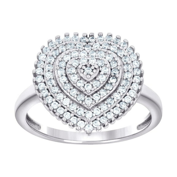 925 Sterling Silver Womens Cubic Zirconia Love Heart Ring 16.1x1.9mm Wide Size 8 Statement Ring for Women