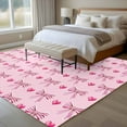 thumbnail image 5 of Sweet Stripe Bows Washable Area Rug 5 x 8 ft Love Cute Bow Pink Theme, Soft Non Slip Rugs Stain Repellent Indoor Felt Carpet for Living Dining Room Bedroom Home Office, 5 of 9