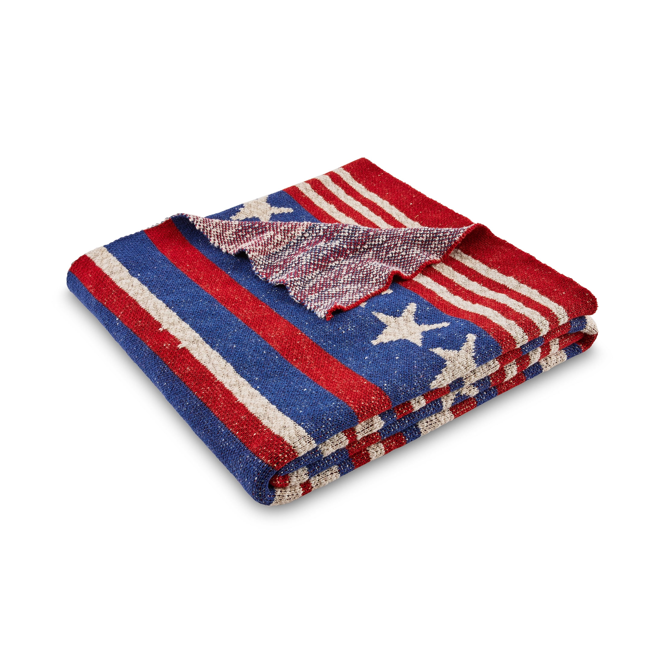 Lanwood Home Americana summer Knitted Throw Blanket, USA American Flag Oversize Throw, Herritage Stripe