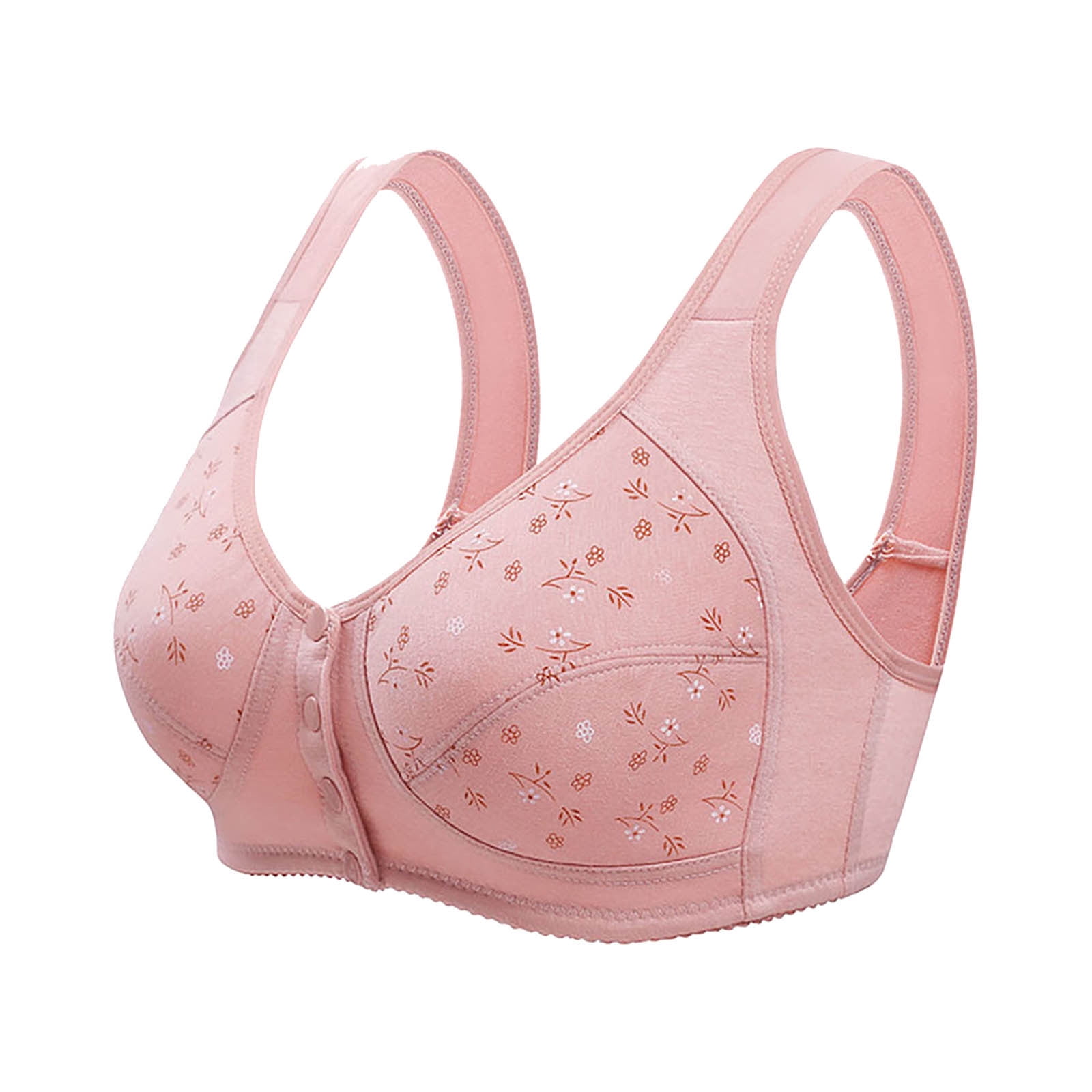 3PC Daisy Bras for Women No Underwire Front Closure Comfort Senior Wireless Snap Closing Bra