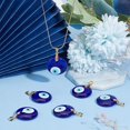 10 Pcs Evil Eye Charms Flat Round Lampwork Blue Eye Pendant with Gold
