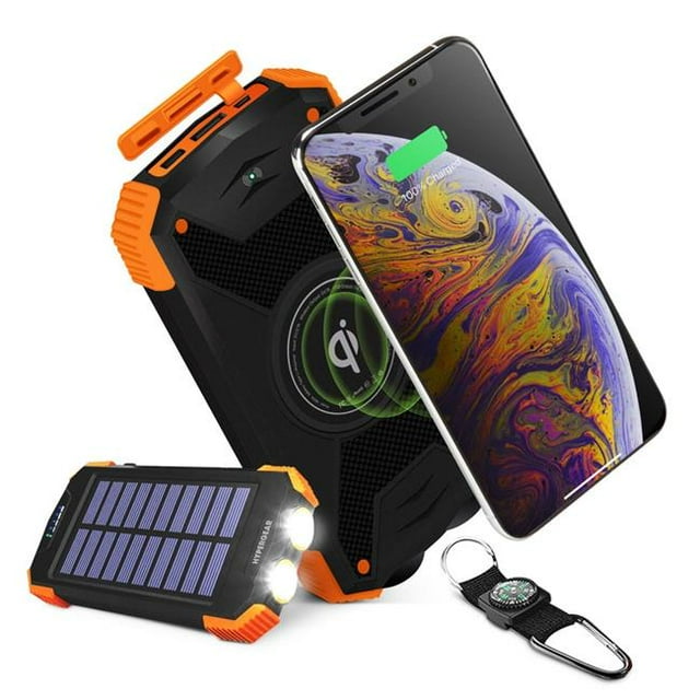 HyperGear 14659-HYP 10000 mAh Solar Wireless Power Bank, Black
