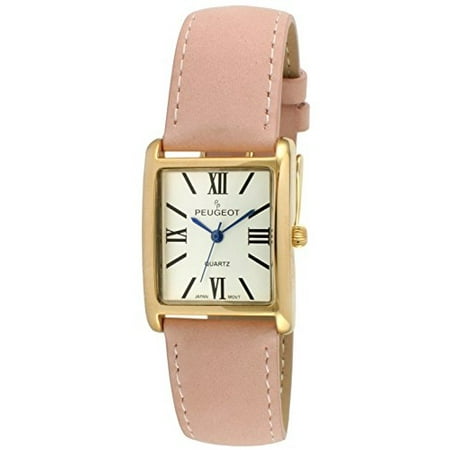 Best Deal 14K Gold Plated Tank Roman Numeral Pink Suede Band Watch 3036SPK