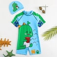 thumbnail image 2 of Gubotare Infant Swimsuit with Swim Baby Swimsuit with Hat, Short Sleeve One-Piece with Zipper 3t 4t (Green,3-4 Years), 2 of 7